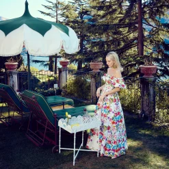 Mrs. Alice Trays & Liners|White Scalloped Rattan Tray With Stand