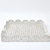Mrs. Alice Rattan Tableware|White Scalloped Rattan Tray