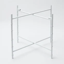 Mrs. Alice Rattan Furniture|White Scalloped Rattan Tray With Stand