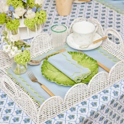 Mrs. Alice Trays & Liners|White Scalloped Rattan Tray