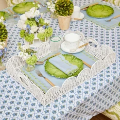 Mrs. Alice Trays & Liners|White Scalloped Rattan Tray