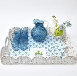 Mrs. Alice Trays & Liners|White Scalloped Rattan Tray