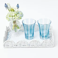 Mrs. Alice Trays & Liners|White Small Scalloped Rattan Tray