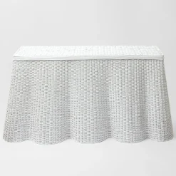 Mrs. Alice Rattan Furniture|White Vivienne Rattan Scalloped Console Table
