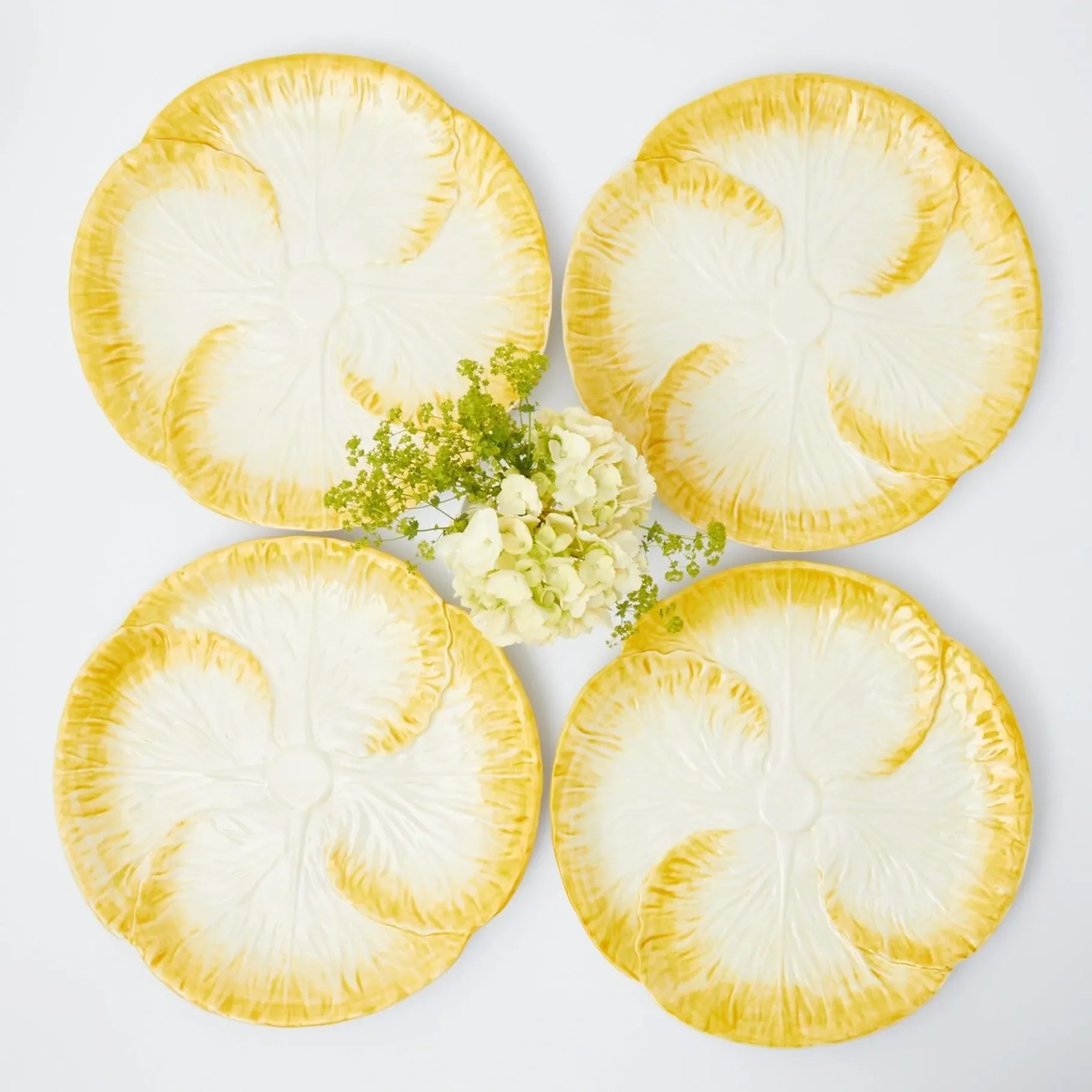 Mrs. Alice Crockery Sets|Yellow Capri Lettuce Dinner Plates (Set Of 4)