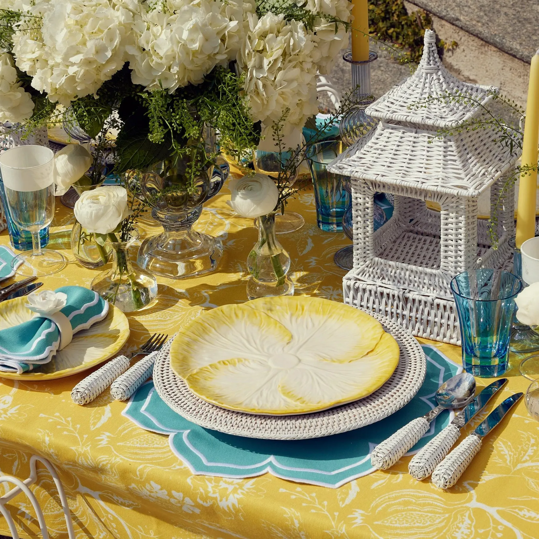 Mrs. Alice Crockery Sets|Yellow Capri Lettuce Dinner Plates (Set Of 4)