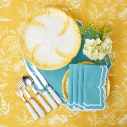 Mrs. Alice Crockery Sets|Yellow Capri Lettuce Dinner Plates (Set Of 4)