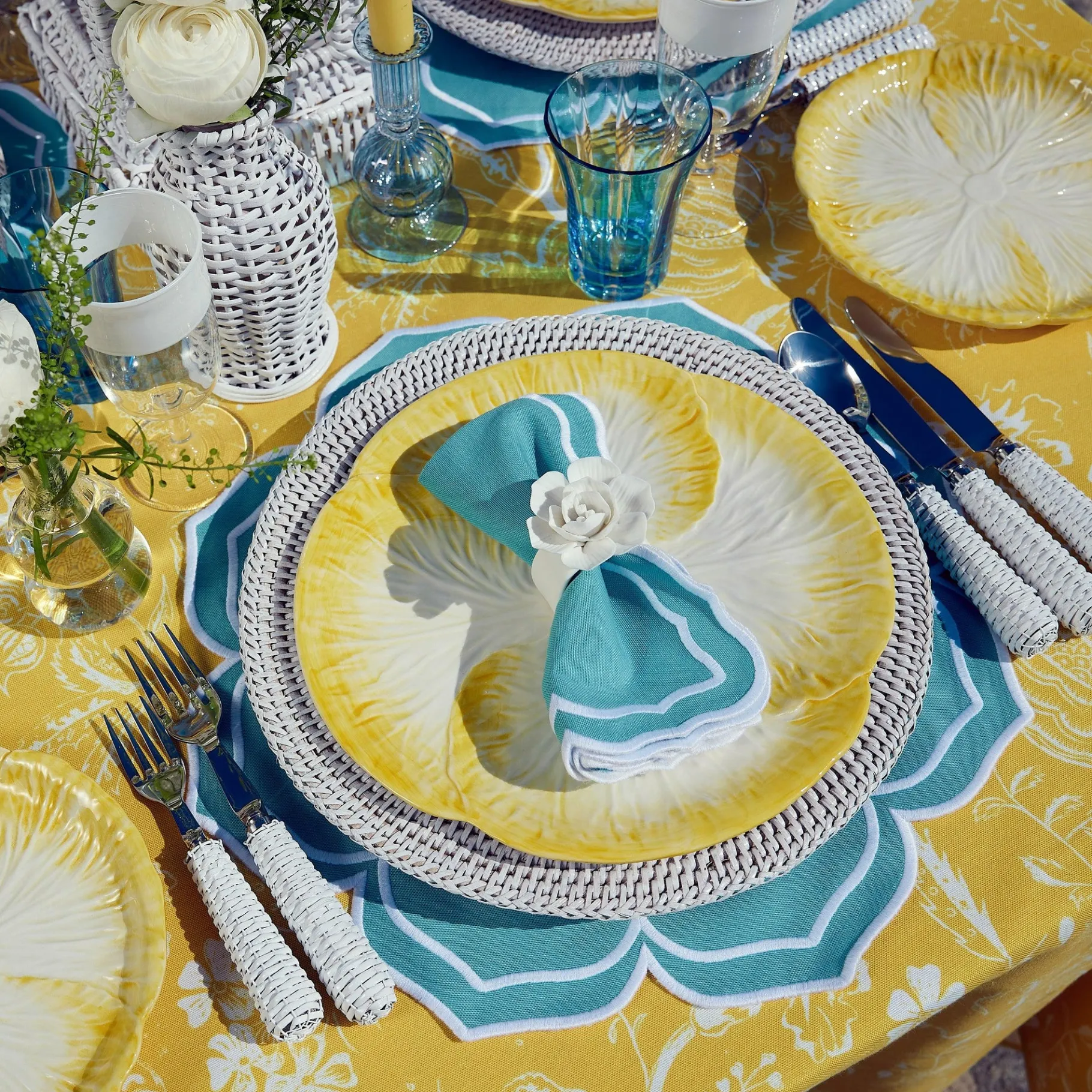 Mrs. Alice Crockery Sets|Yellow Capri Lettuce Dinner Plates (Set Of 4)