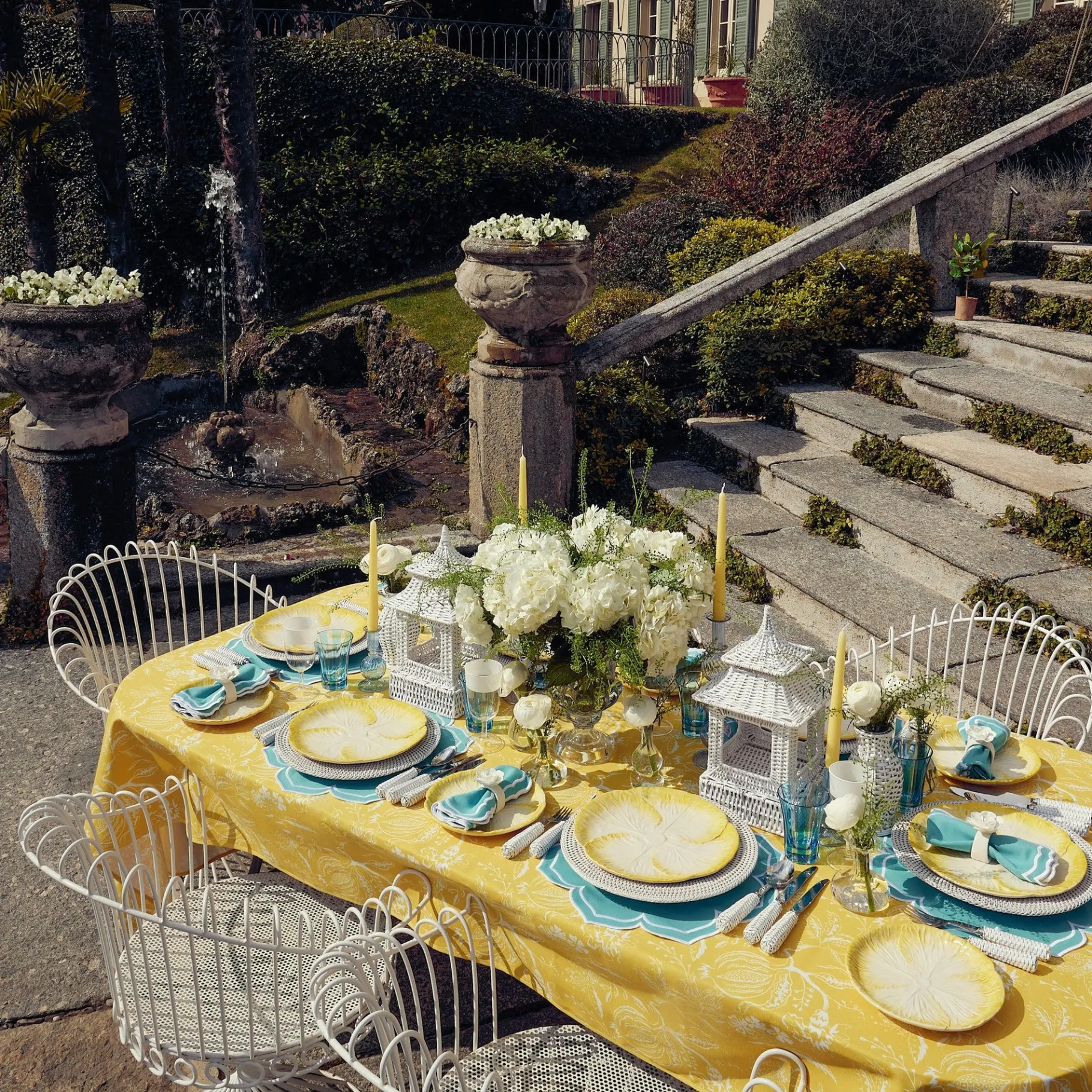 Mrs. Alice Crockery Sets|Yellow Capri Lettuce Dinner & Starter Plates (Set Of 8)