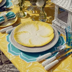 Mrs. Alice Crockery Sets|Yellow Capri Lettuce Dinner & Starter Plates (Set Of 8)