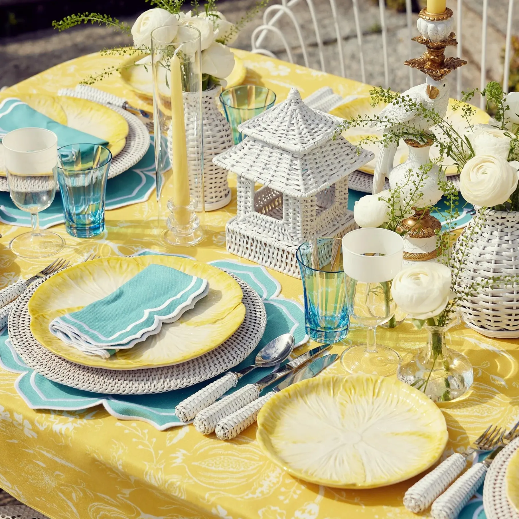 Mrs. Alice Crockery Sets|Yellow Capri Lettuce Dinner & Starter Plates (Set Of 8)