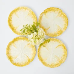 Mrs. Alice Crockery Sets|Yellow Capri Lettuce Starter Plates (Set Of 4)