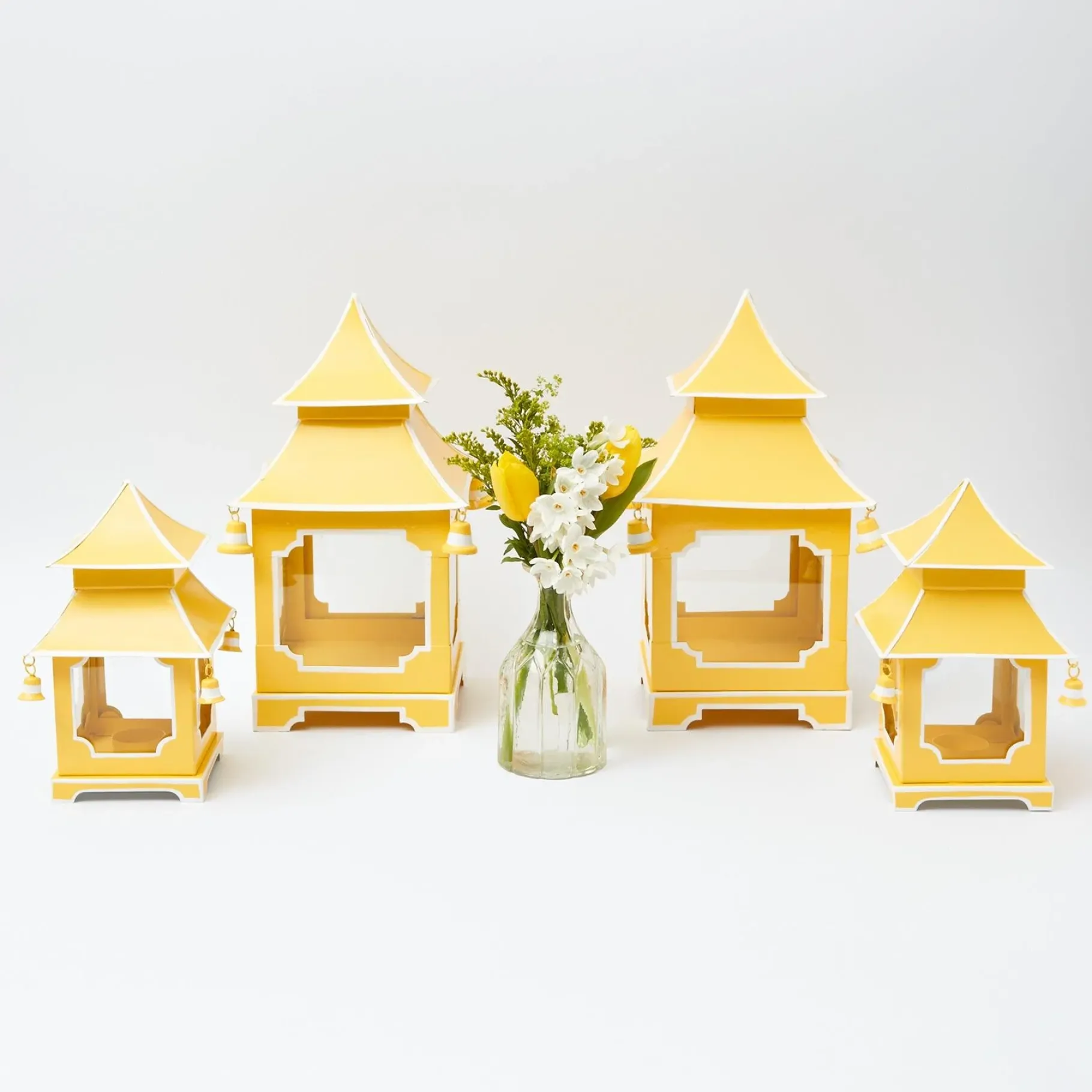Mrs. Alice Candle Holders|Yellow Pagoda Lantern Set