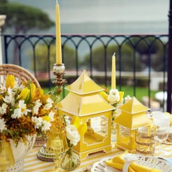 Mrs. Alice Candle Holders|Yellow Pagoda Lantern Set