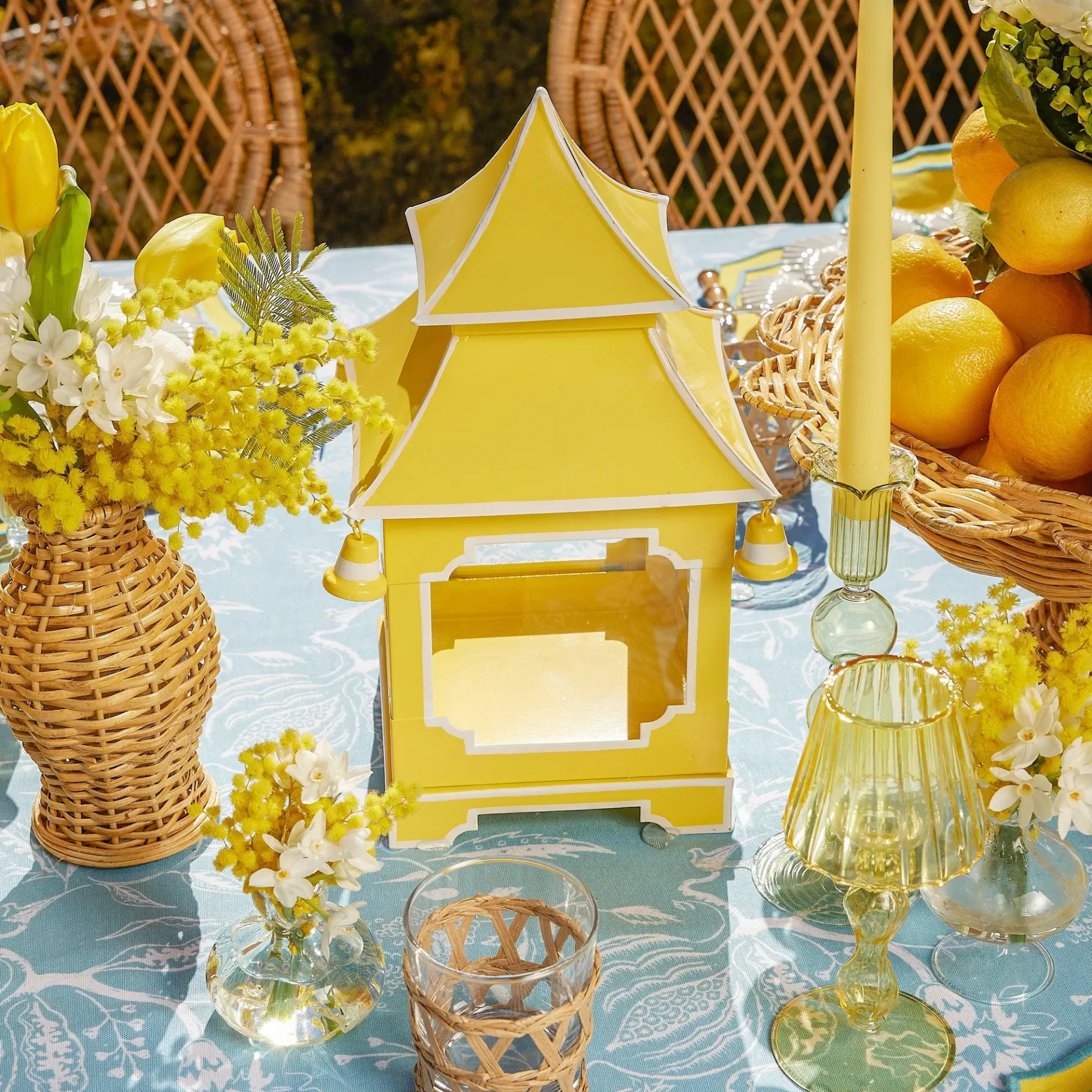 Mrs. Alice Candle Holders|Yellow Pagoda Lantern Set